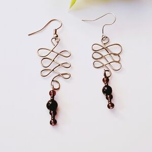 Unique Silver Celtic & Ruby Zig Zag Earrings